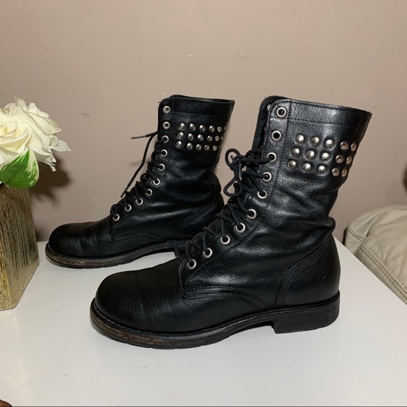 SOLD Frye Rogan Stud Lace Up Boots Fold Over - Picture 4 of 13